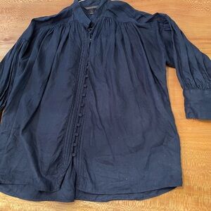Banana Republic Black Boxy Blouse with 3/4 Cuffed Sleeves